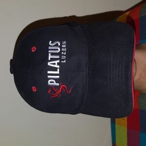 Pilatus Luzern Strapback Baseball Cap Black One Size Adjustable Embroidered